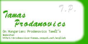tamas prodanovics business card
